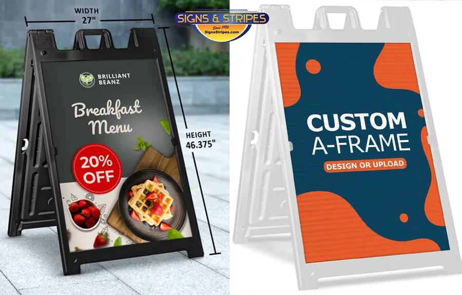 A frame sign dimensions: 27 inches wide and 46.375 inches tall