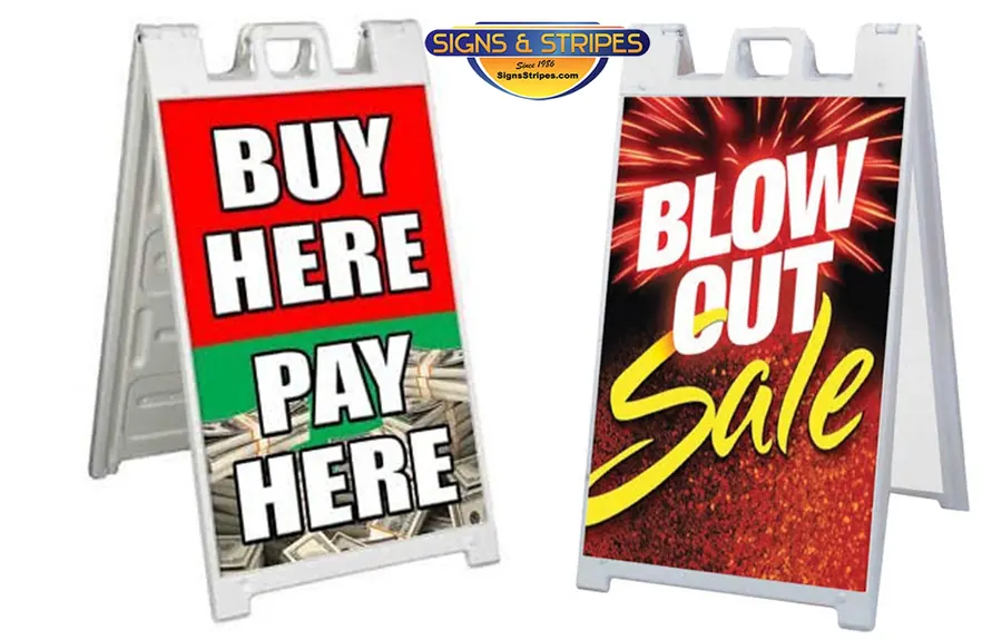 Buy here pay here and blowout sale A frame signs for a car lot