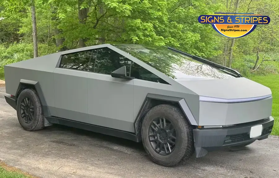 Tesla Cybertruck wrap in matte gray